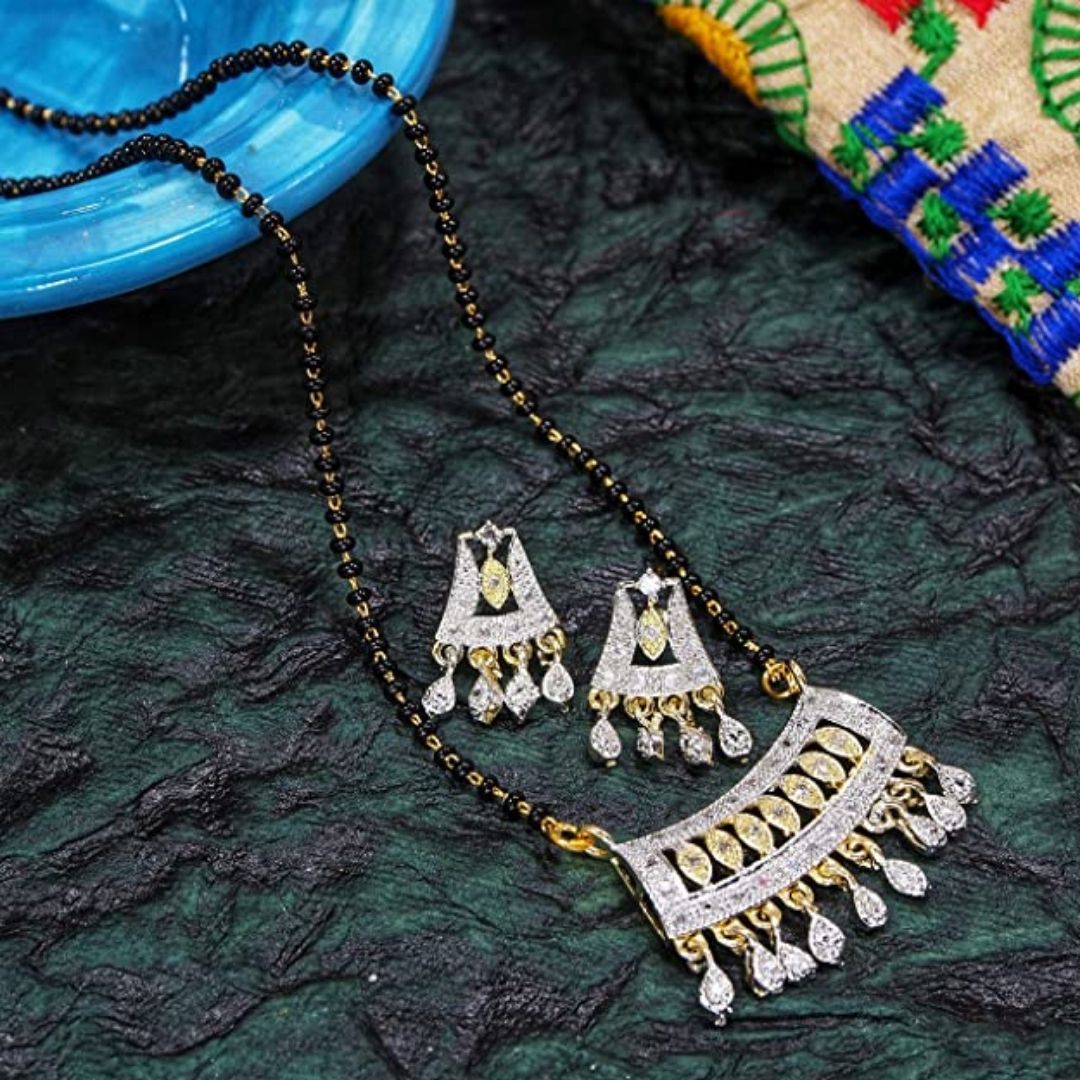 JEWELSOPEDIA Alloy Lightweight Moden Classic Nine Latkan Mangalsutra Traditional Oxidized Jewellery For Women