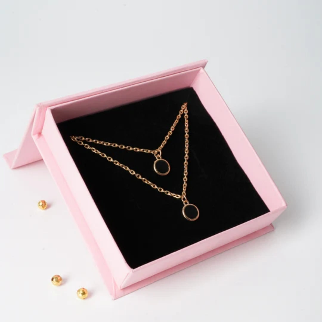 Double Black Stone Golden Chain Pendant