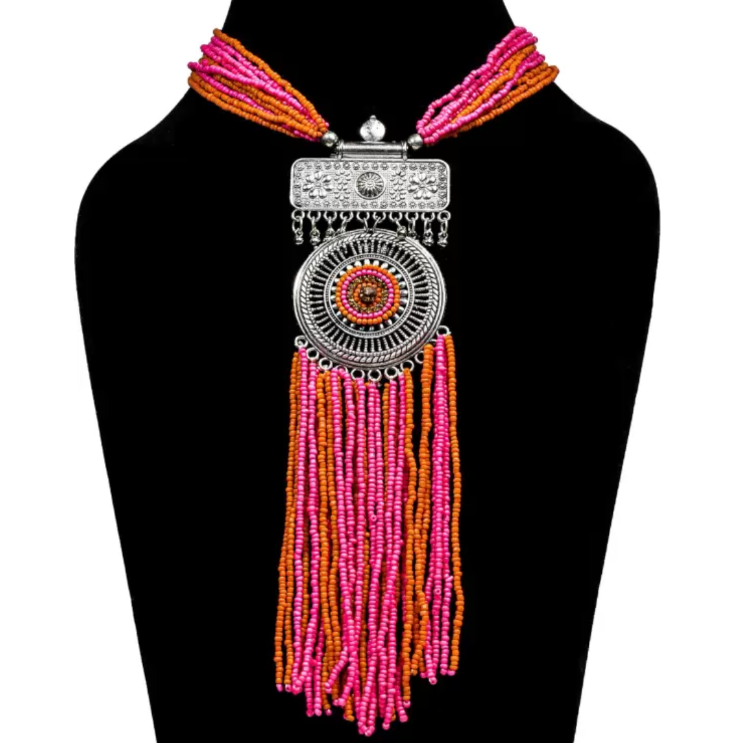 Glass Beads Line Alloy Necklace