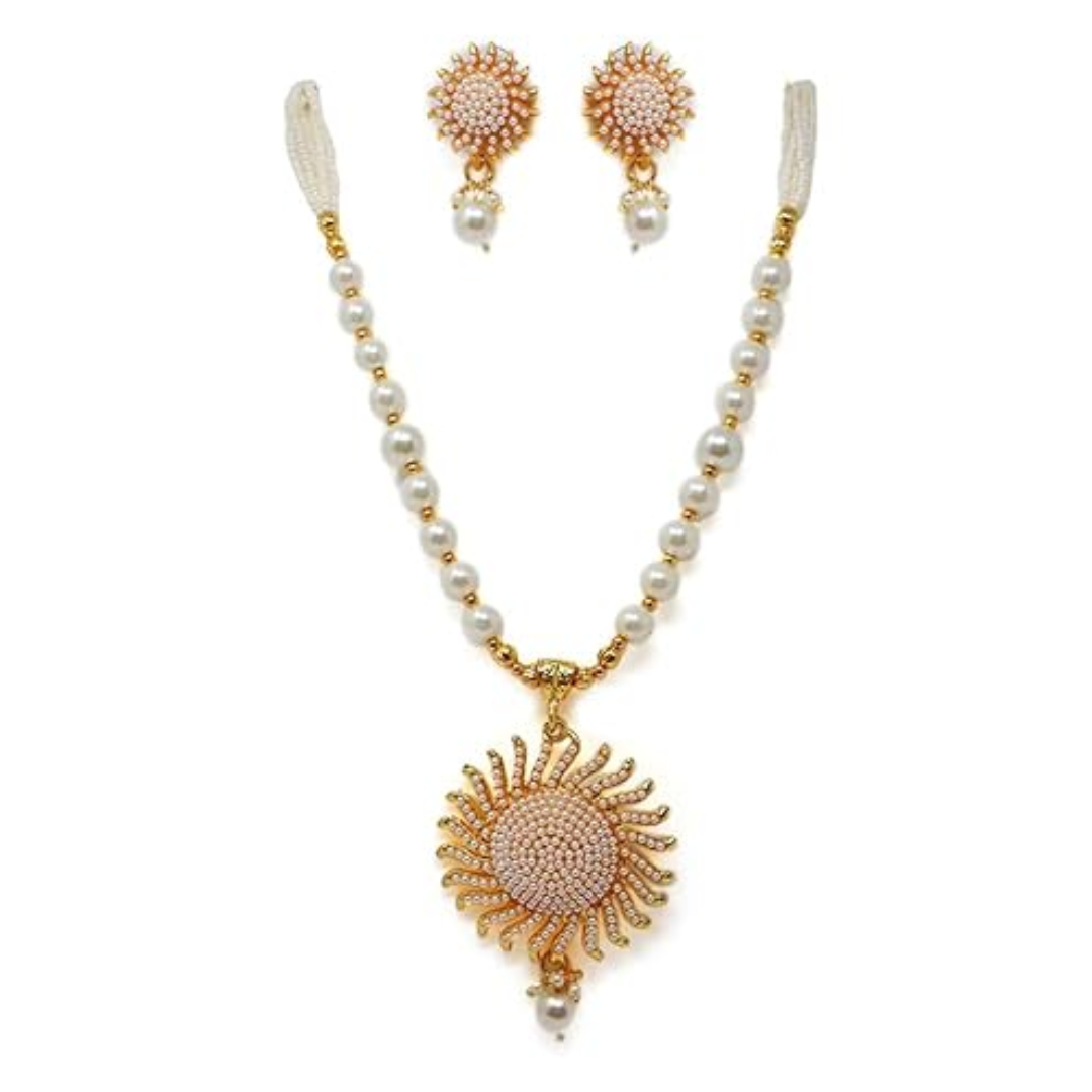 Gold-Plated Artificial Stones-Studded Beads-Beaded Necklace