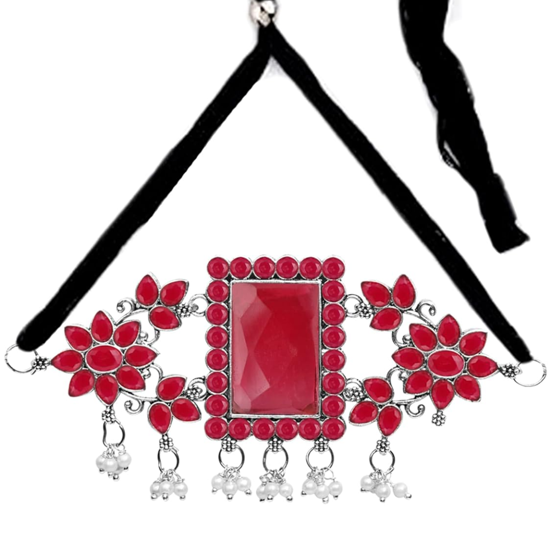 Rectangular Red Kundan Stone Choker Necklace