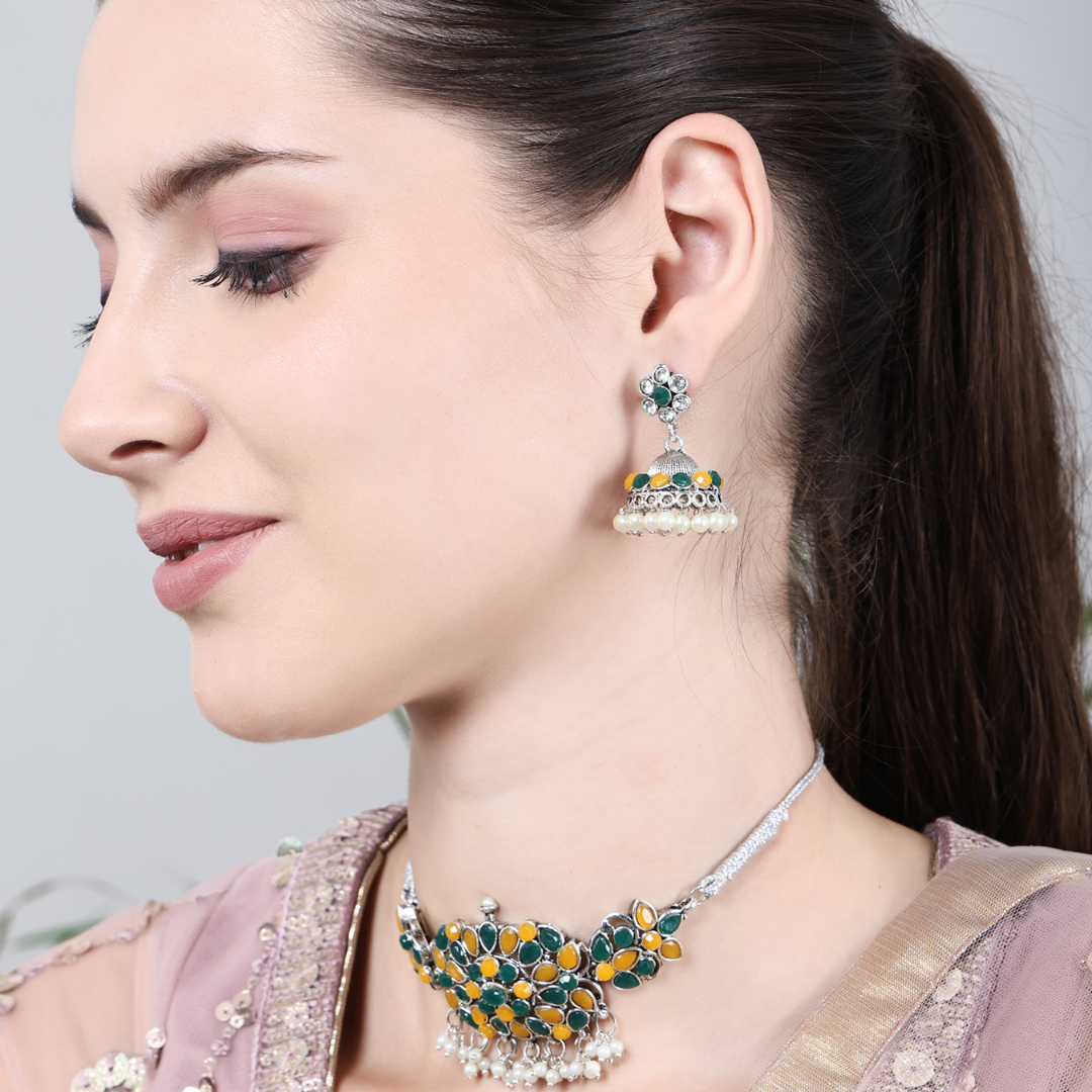 Oxidized Yellow Green Beautiful Choker Necklace