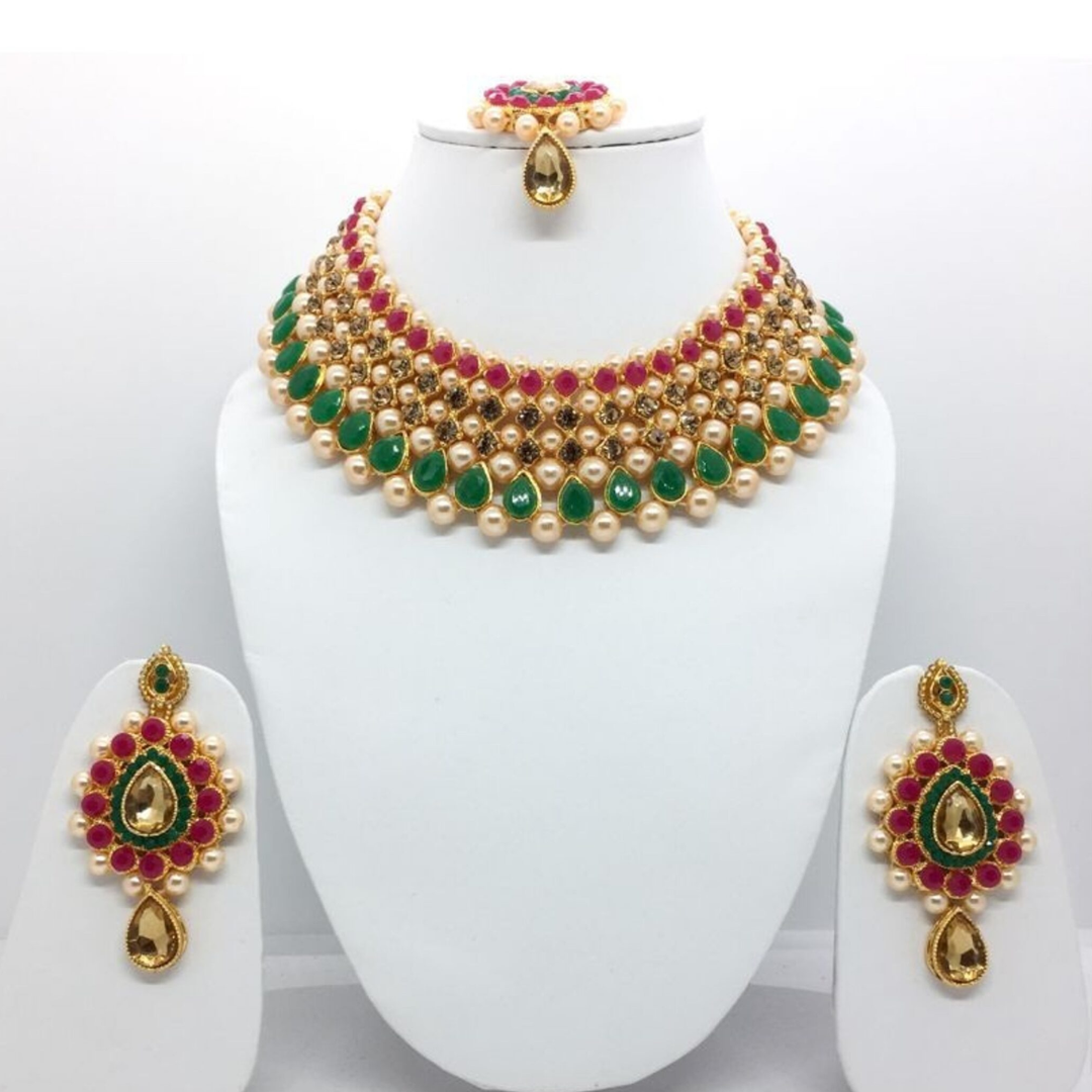 Glossy Collection Full Neck Beauty Pearl Necklace