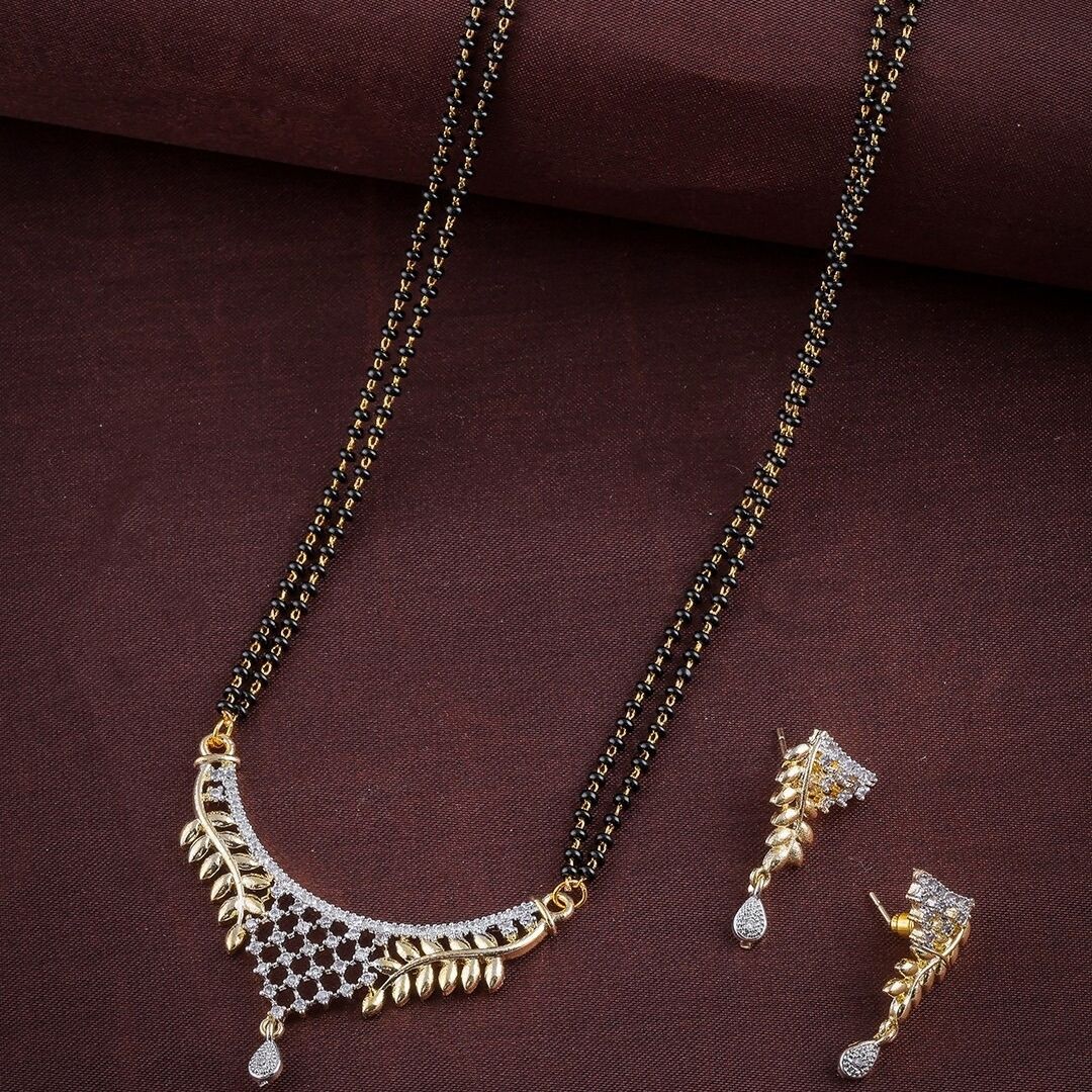 AD Curved With Double Chain Mangalsutra – A Modern Twist on Tradition