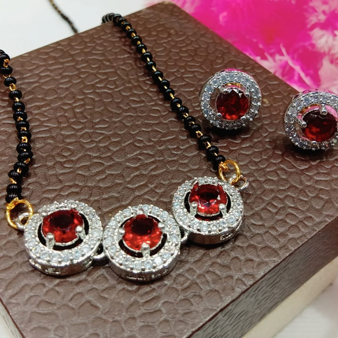 Three Round Mangalsutra – Bold Red Elegance