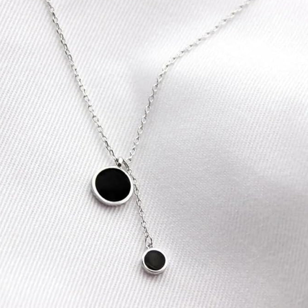 Double Black Stone Single Chain Pendant