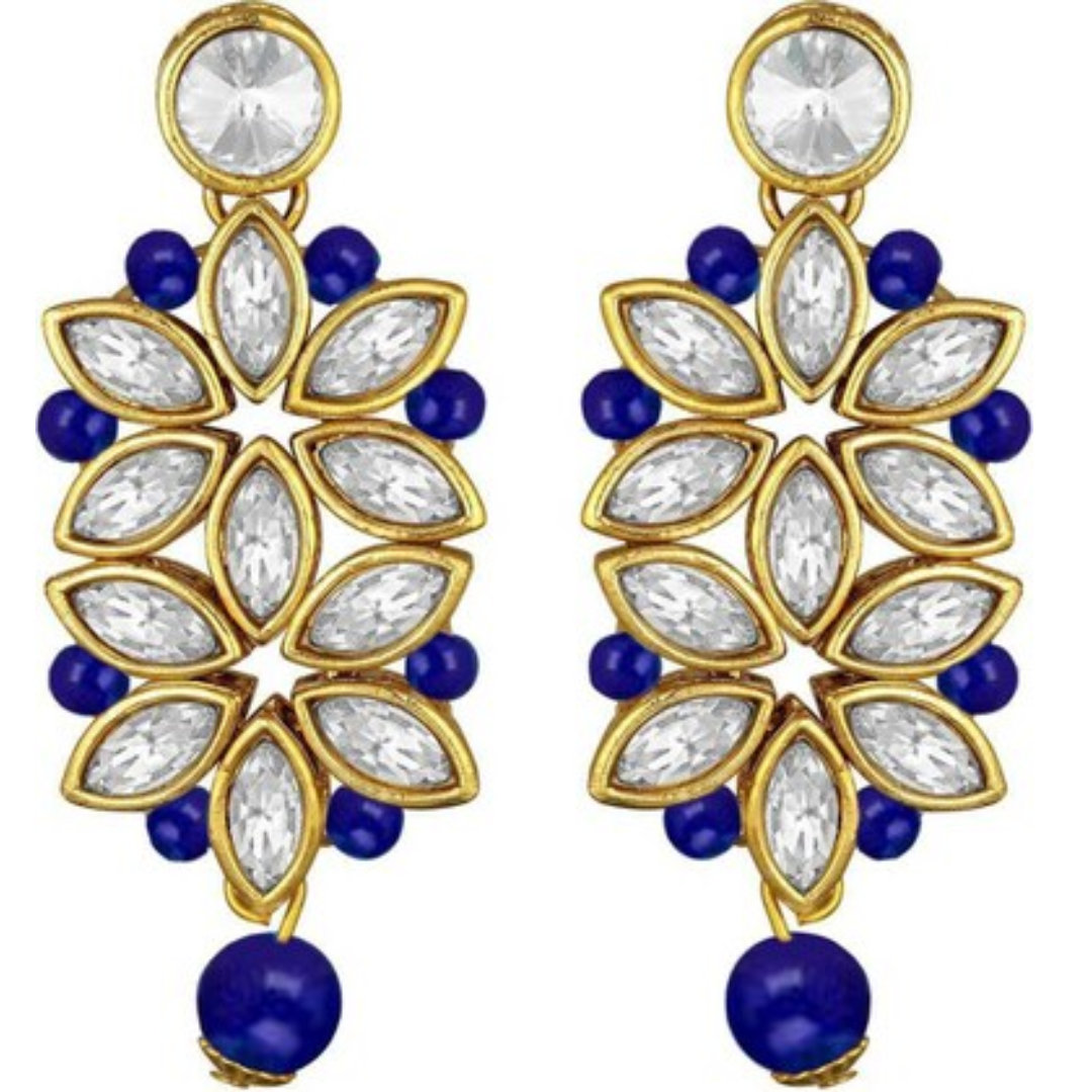 Blue Moti Choker Necklace Set for Women - Traditional Pearl Beads Jewelry