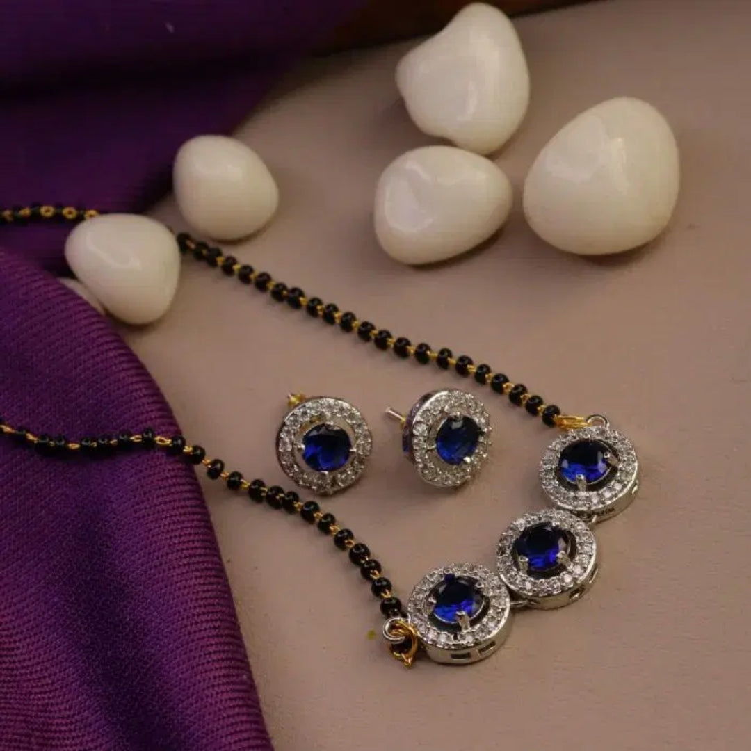 Three Round Mangalsutra – Beautiful Blue Elegance