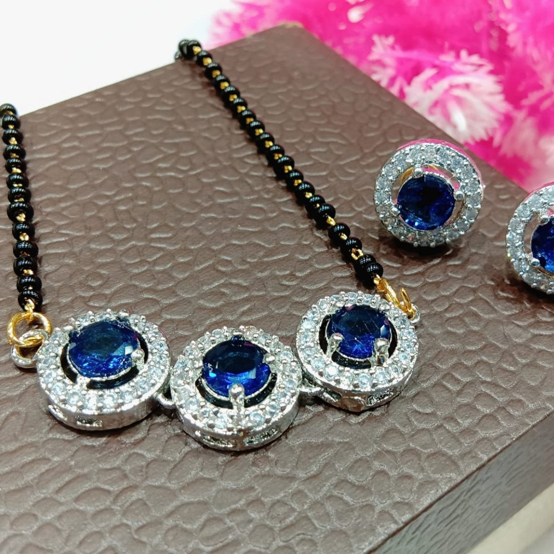 Three Round Mangalsutra – Beautiful Blue Elegance