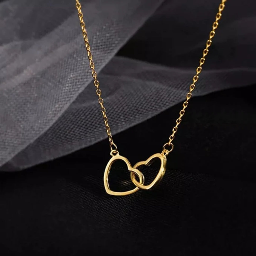 Double Golden Heart Pendant - A Symbol of Love and Unity