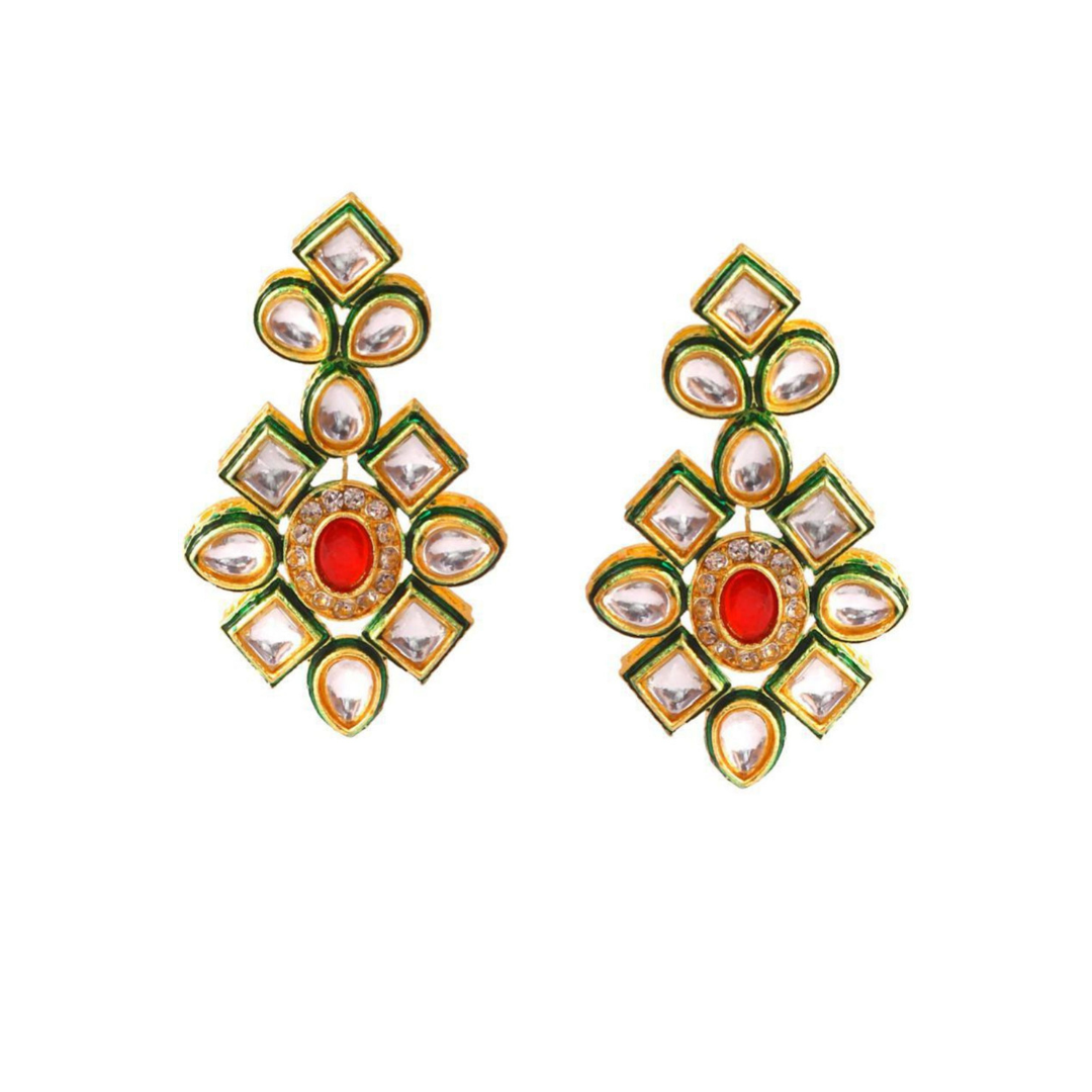 Red Crystal Long Necklace Set