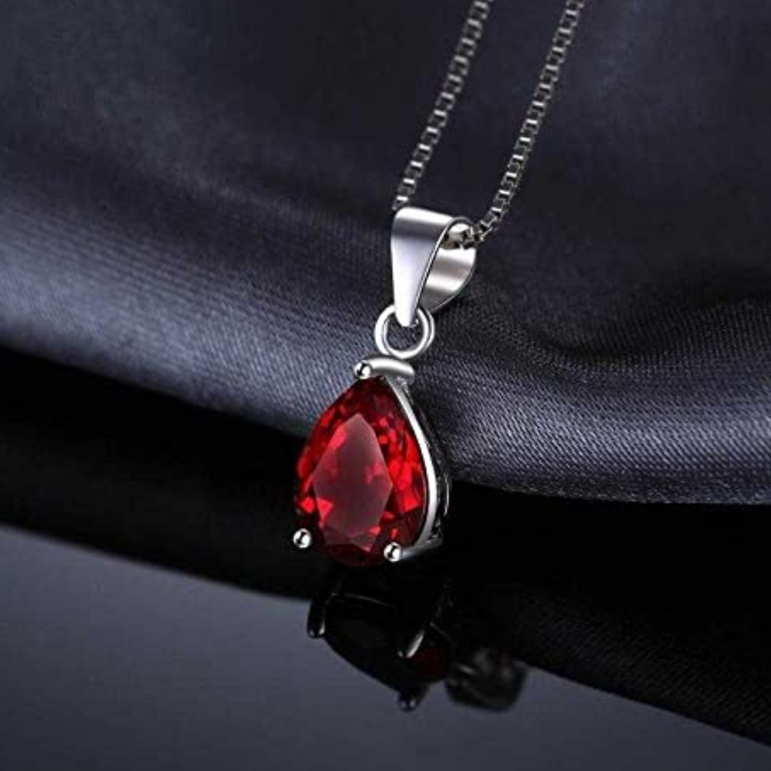 Green Oval Artificial Diamond Pendant with Square-Shaped Red Stone: A Bold and Luxurious Statement Piece