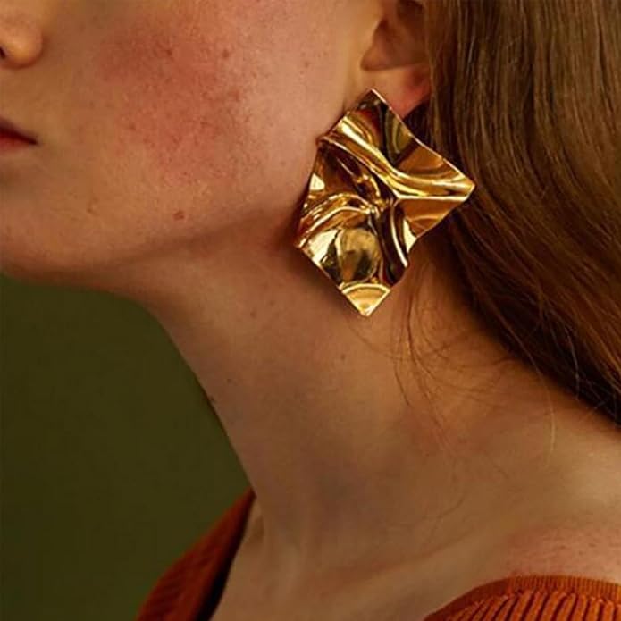 Abstract Crumpled Metal Statement Earrings