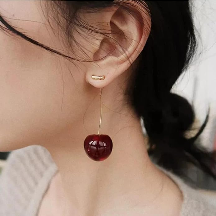 Korean Style Cherry Earrings For Women (Red Colour)