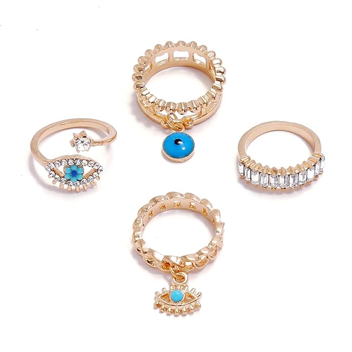 Set of Four Evil Eye Korean Rings