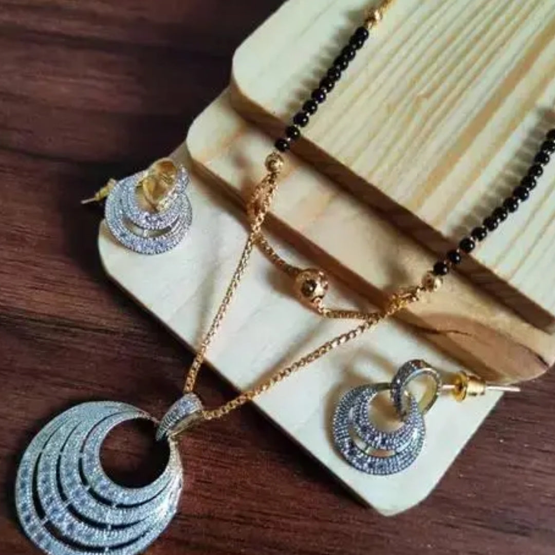 Oval Shape Diamond Shine Artificial Mangalsutra – Timeless Elegance and Sparkle