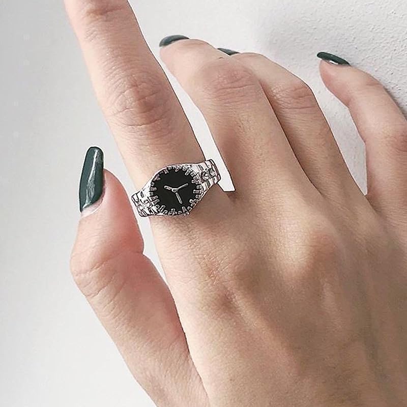 Stylish Finger Ring with Vintage Watch Design (Watch is Non-Functional, For Design Only)