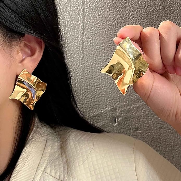 Abstract Crumpled Metal Statement Earrings