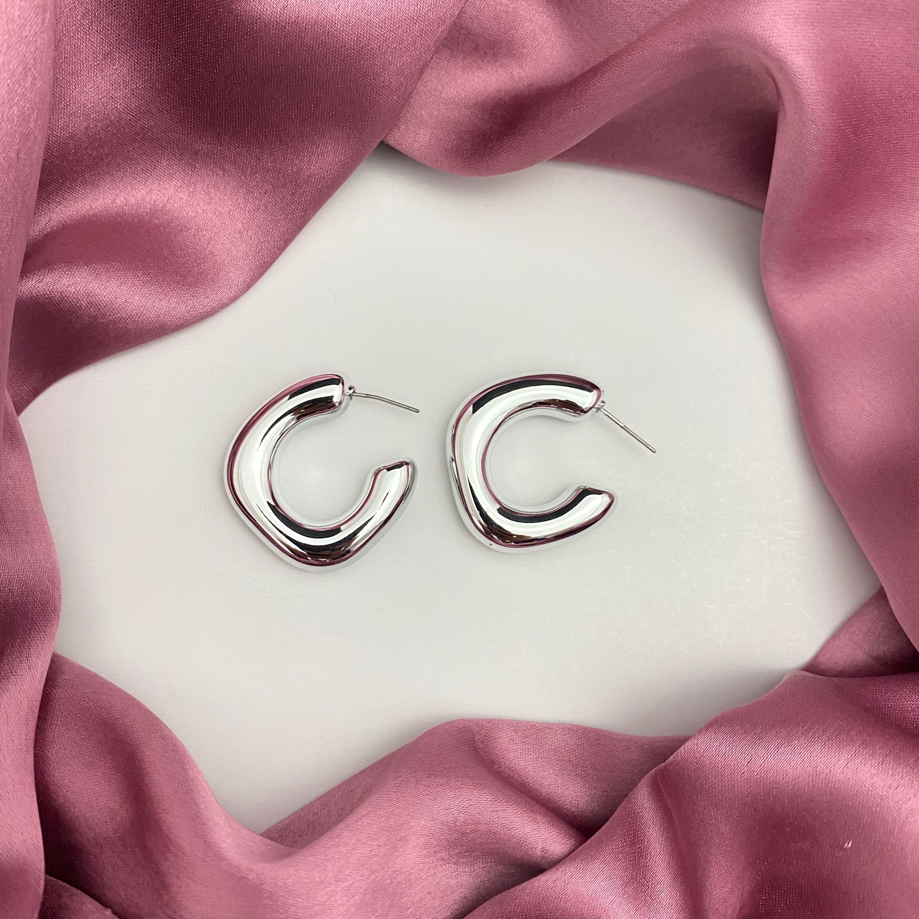 Silver Square Shape Korean Earring