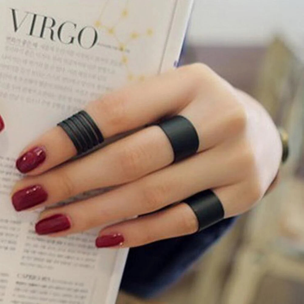 3pieces Adjustable Black Simple Finger Ring