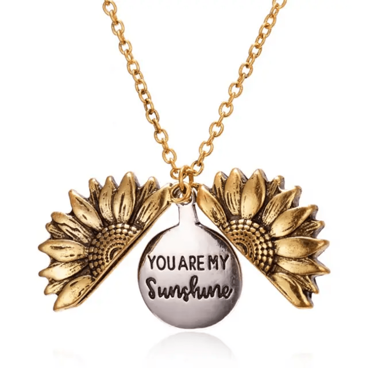 You Are My Sunshine Sunflower Pendant Necklace