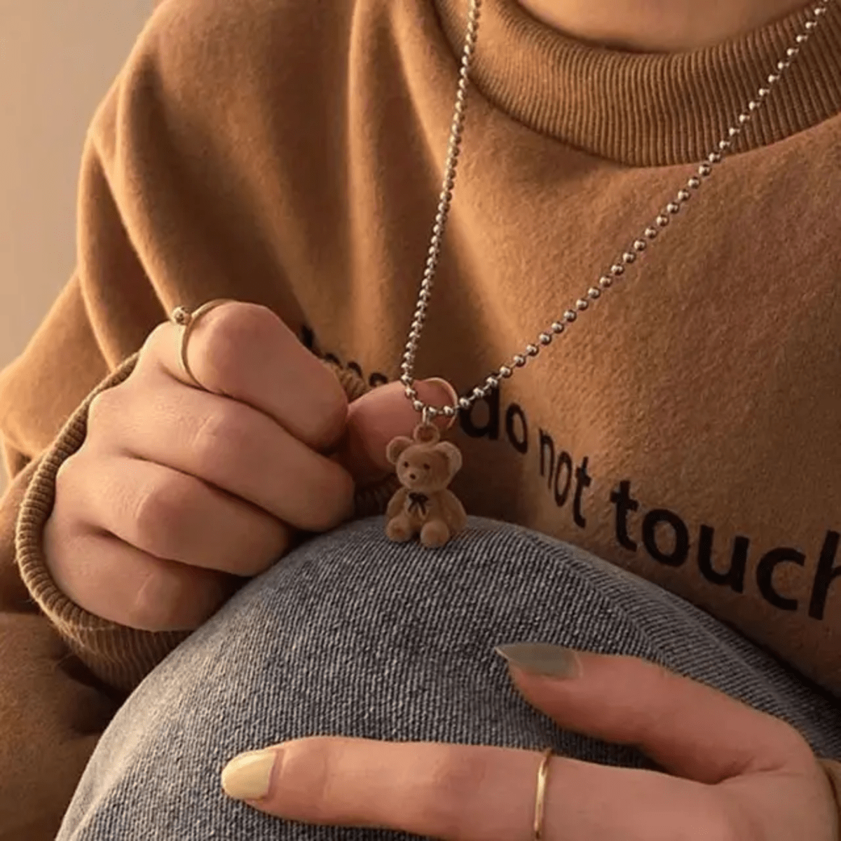 Flocking Bear Pendant Necklaces