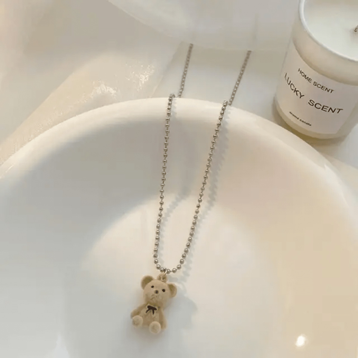 Flocking Bear Pendant Necklaces