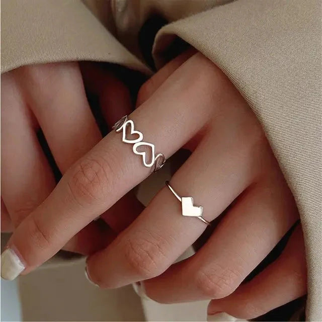 Couple Heart' Shape Korean ring Set Of 2