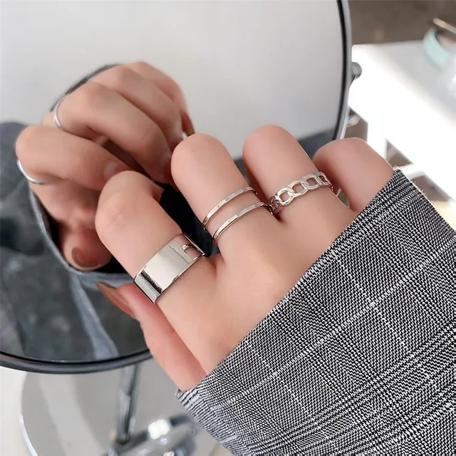 Set of 3 Adjustable Rings - Silver