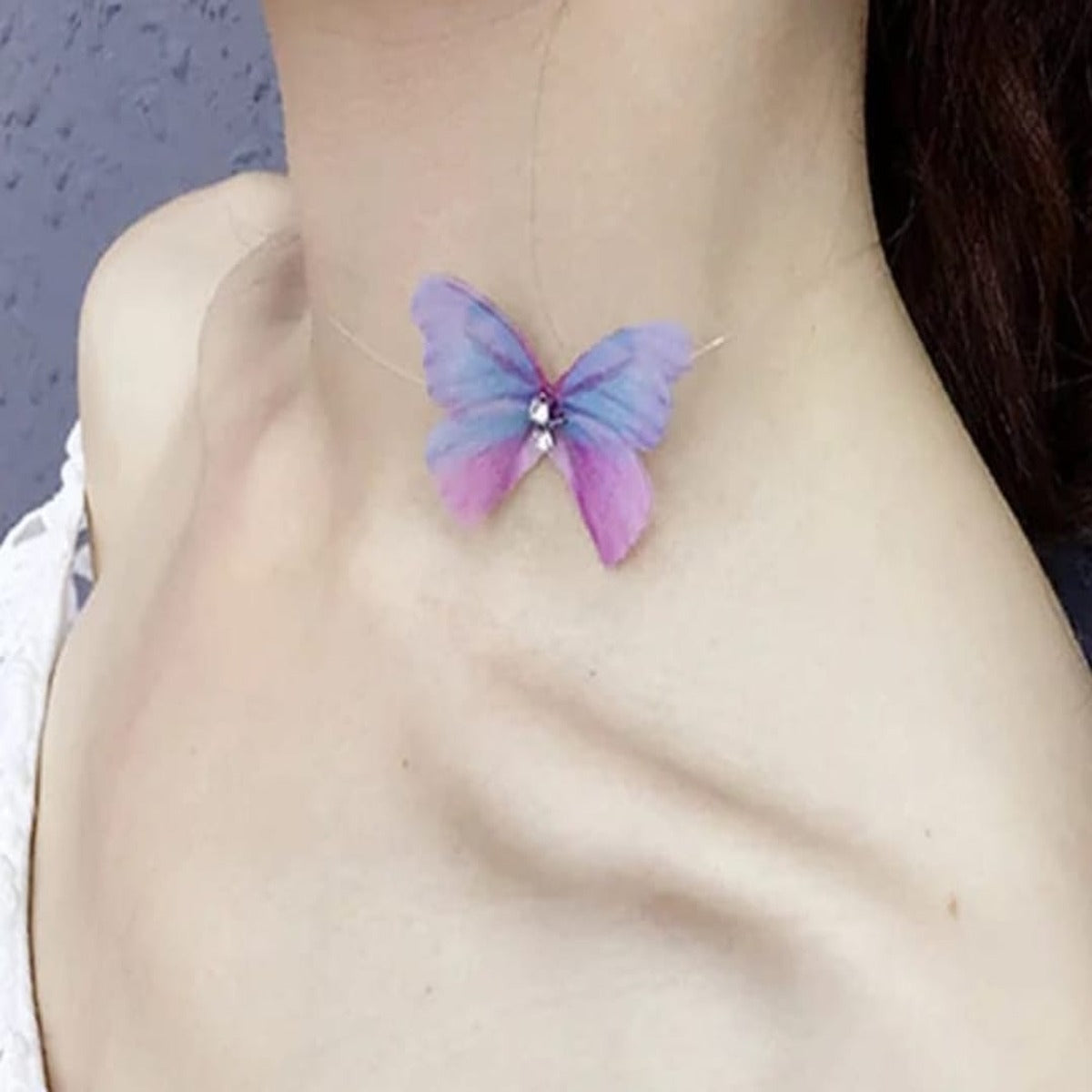 Purple Butterfly Choker Artificial Necklace Jewelry