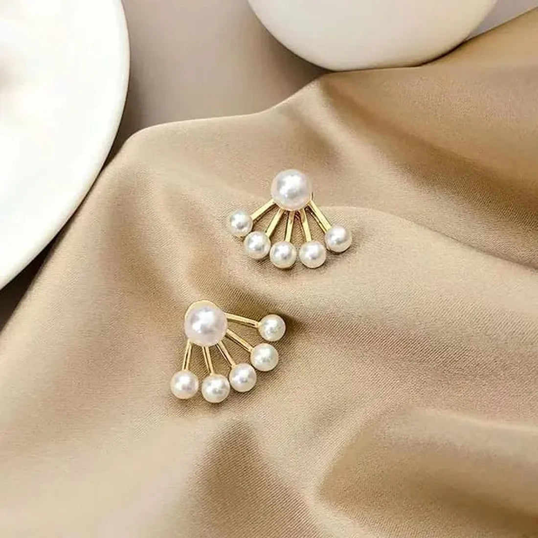 Gold Plated Needle Pearl Earrings