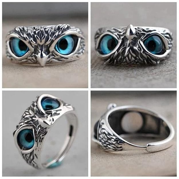 Owl Eye Ring For Men & Women (Blue)