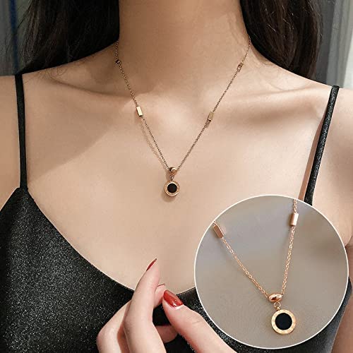 Luna Noir Round Pendant Necklace