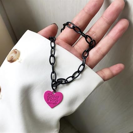 Black chain with beautiful colourful heart