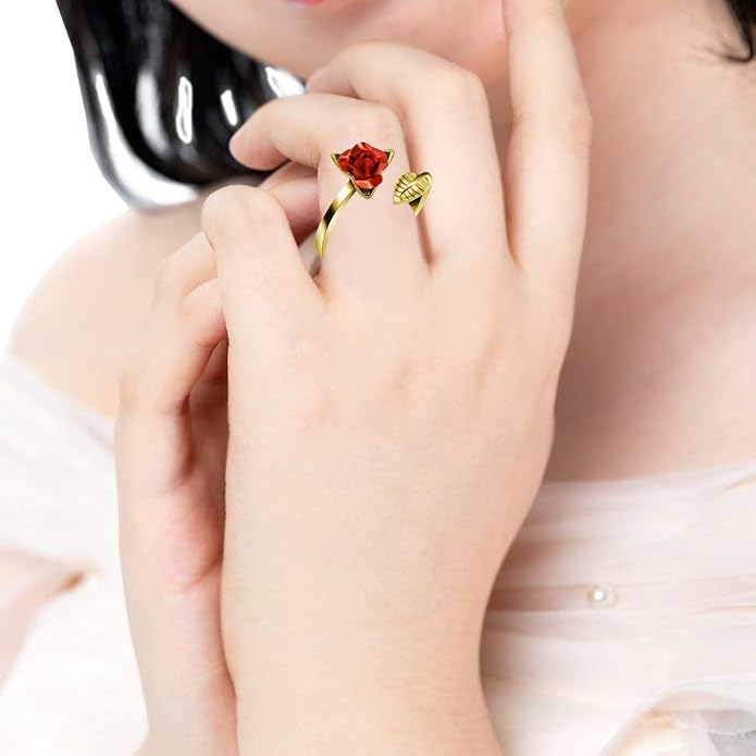 Rose Flower Adjustable Stylish Ring For Girls