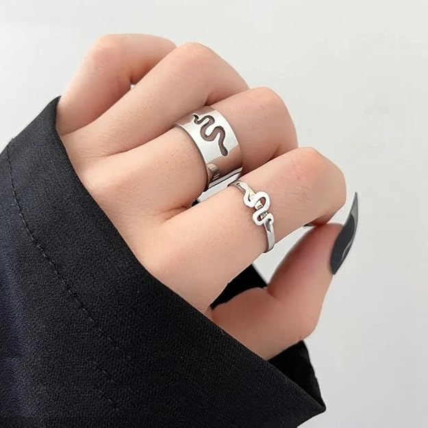 Snake Design Open-Cuff Finger Rings Set Unisex