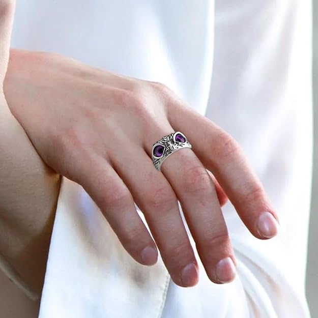 Owl Eye Ring For Men & Women (PurPle)