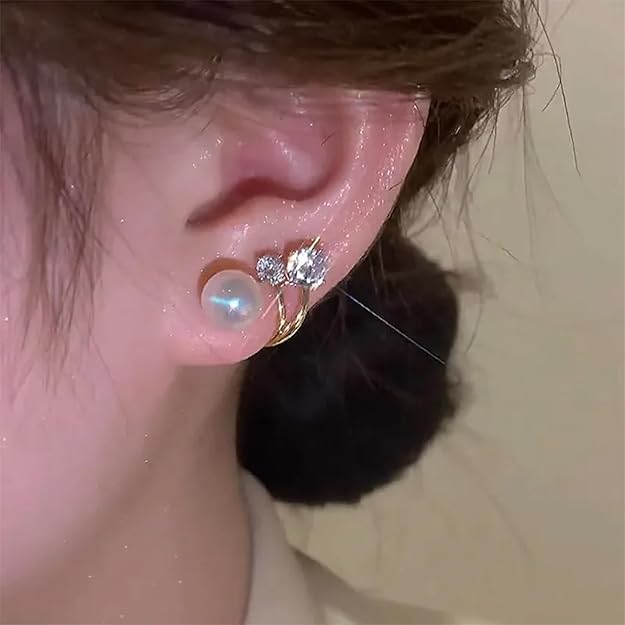 Korean Crystal Ear studs with pearls