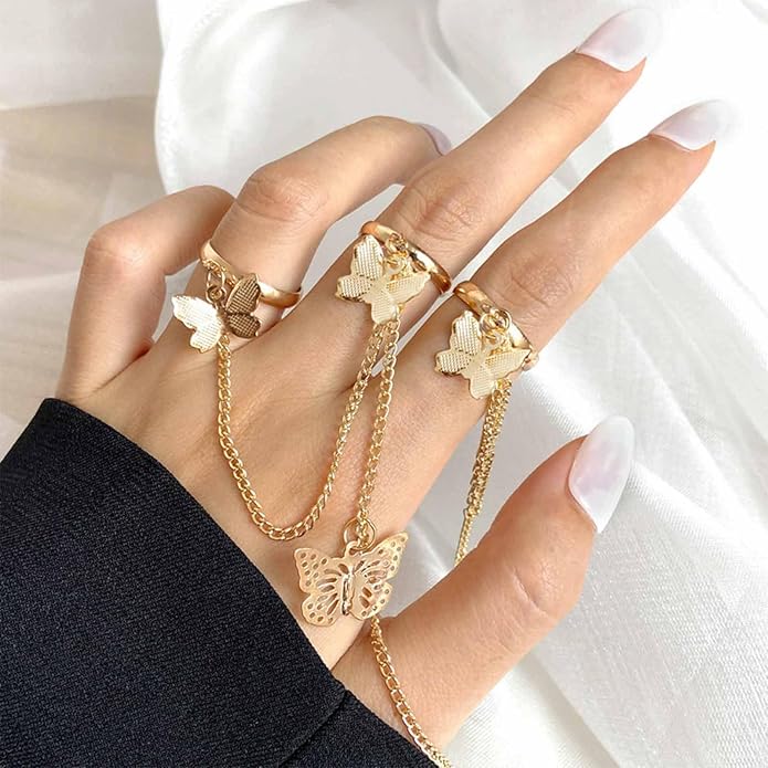 Butterfly Stackable Rings for Women (Golden)