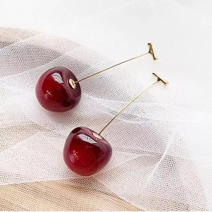 Korean Style Cherry Earrings For Women (Red Colour)