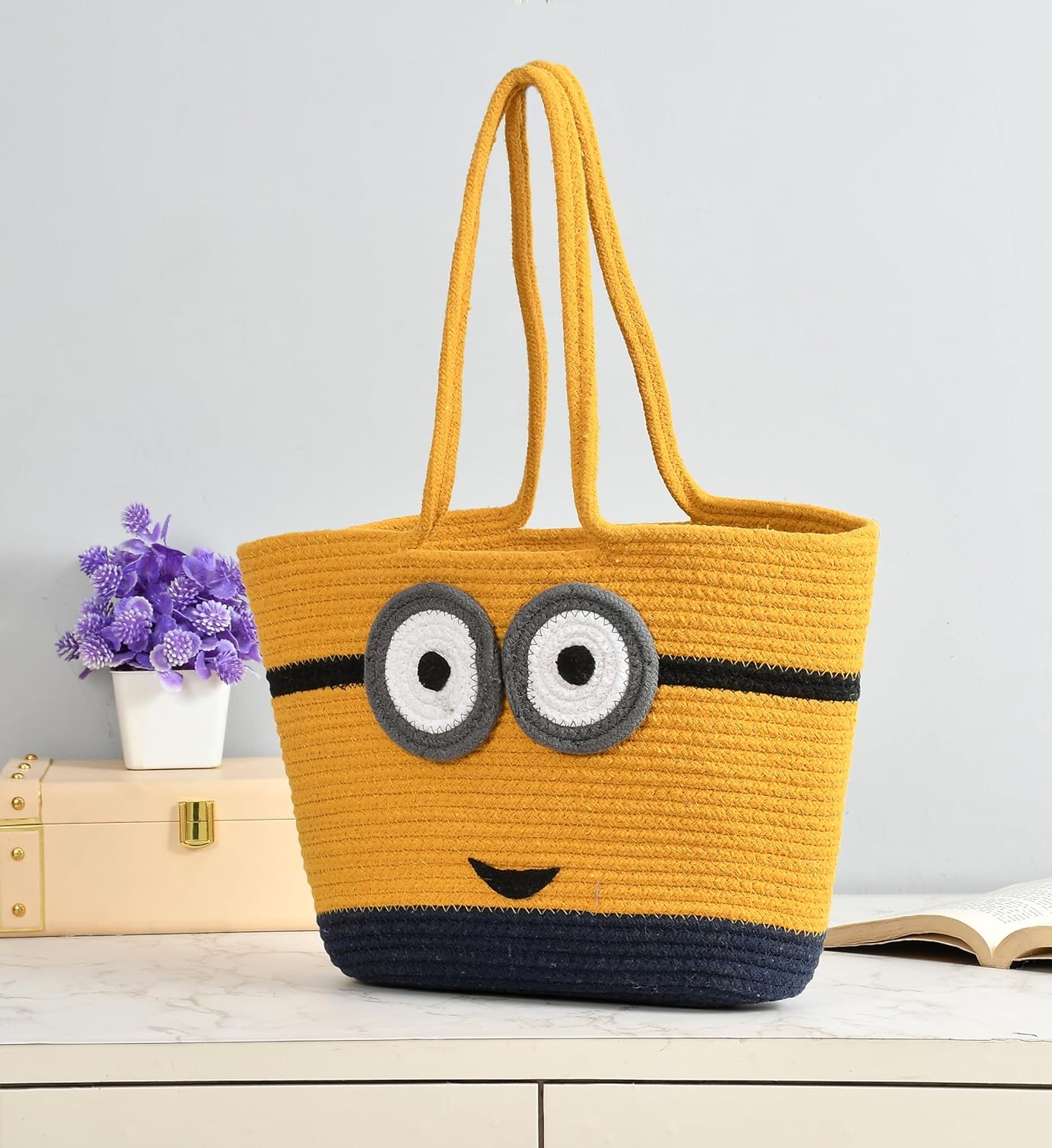 Super Cute Minion Design Handmade Cotton Dori Tote Bag