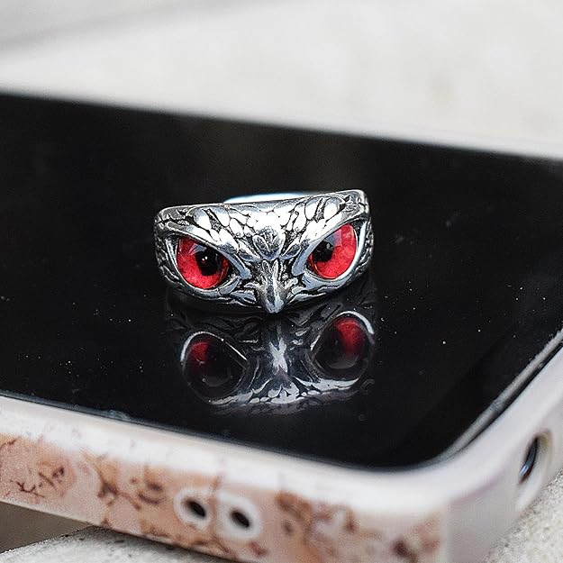 Owl Eye Ring For Men & Women (Red)