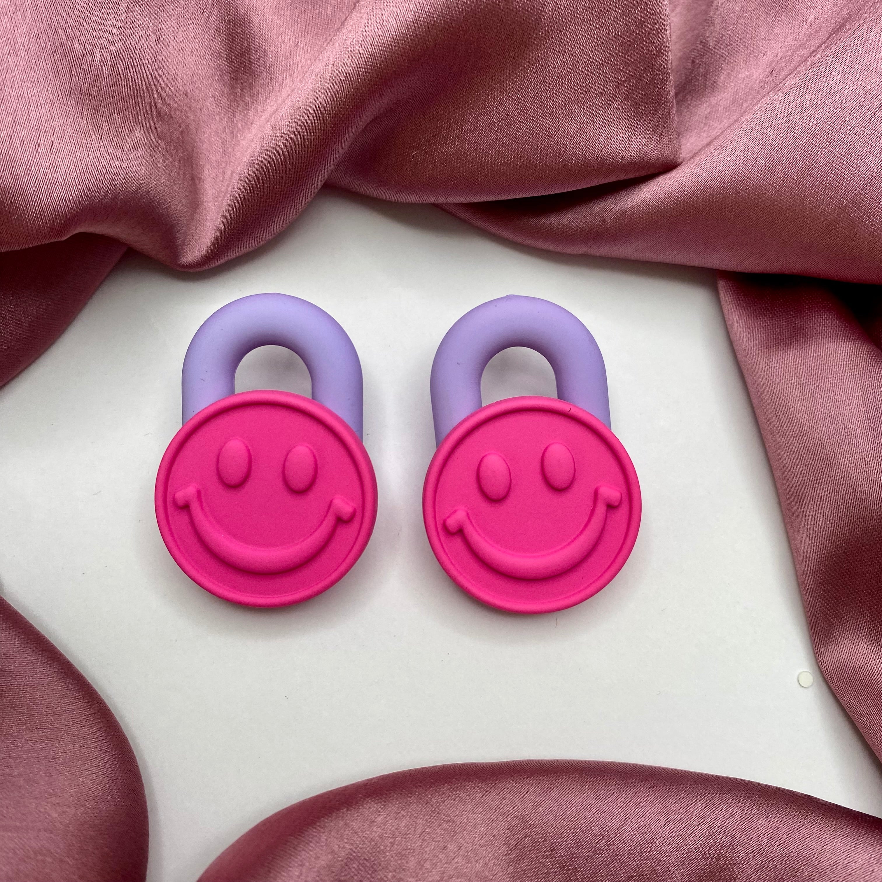 Pink Smiley Korean Earrings