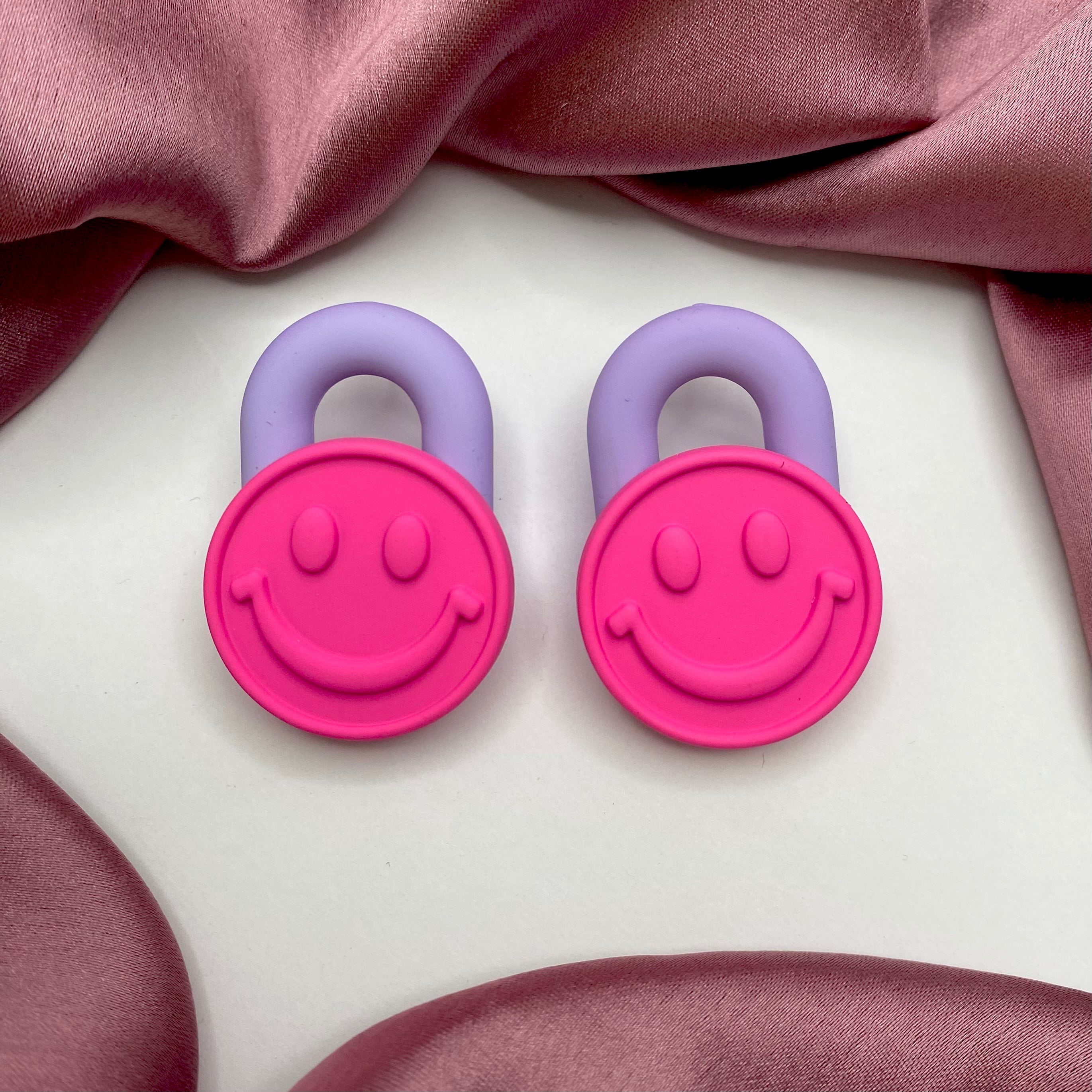 Pink Smiley Korean Earrings