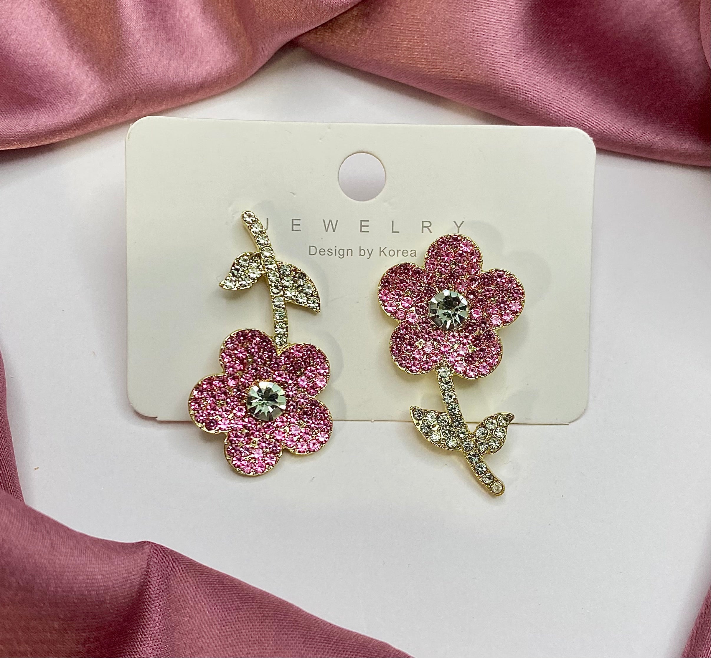 Asymmetric Flower Literary Korean Earrings