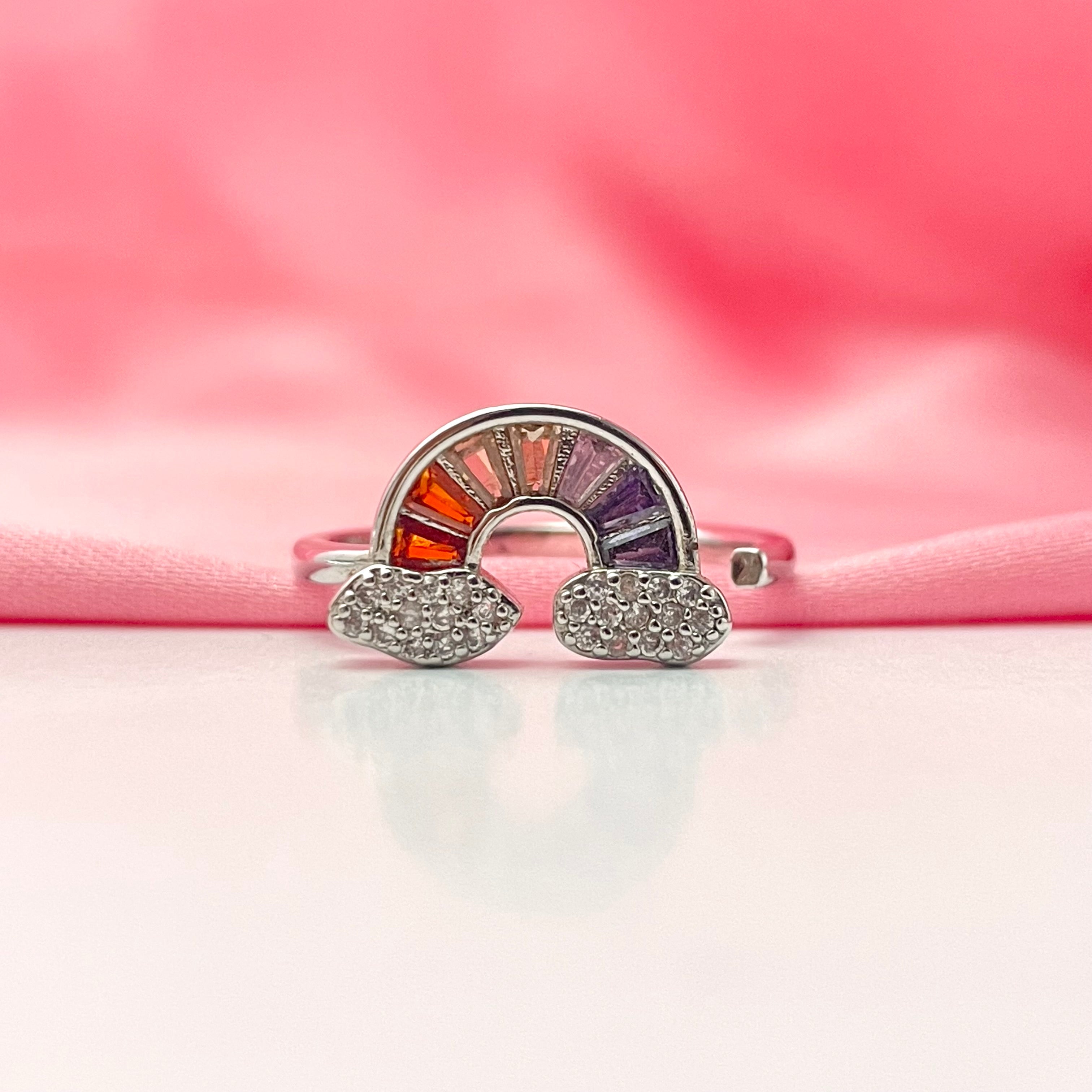 Adjustable Silver Rainbow Friendship Copper Ring