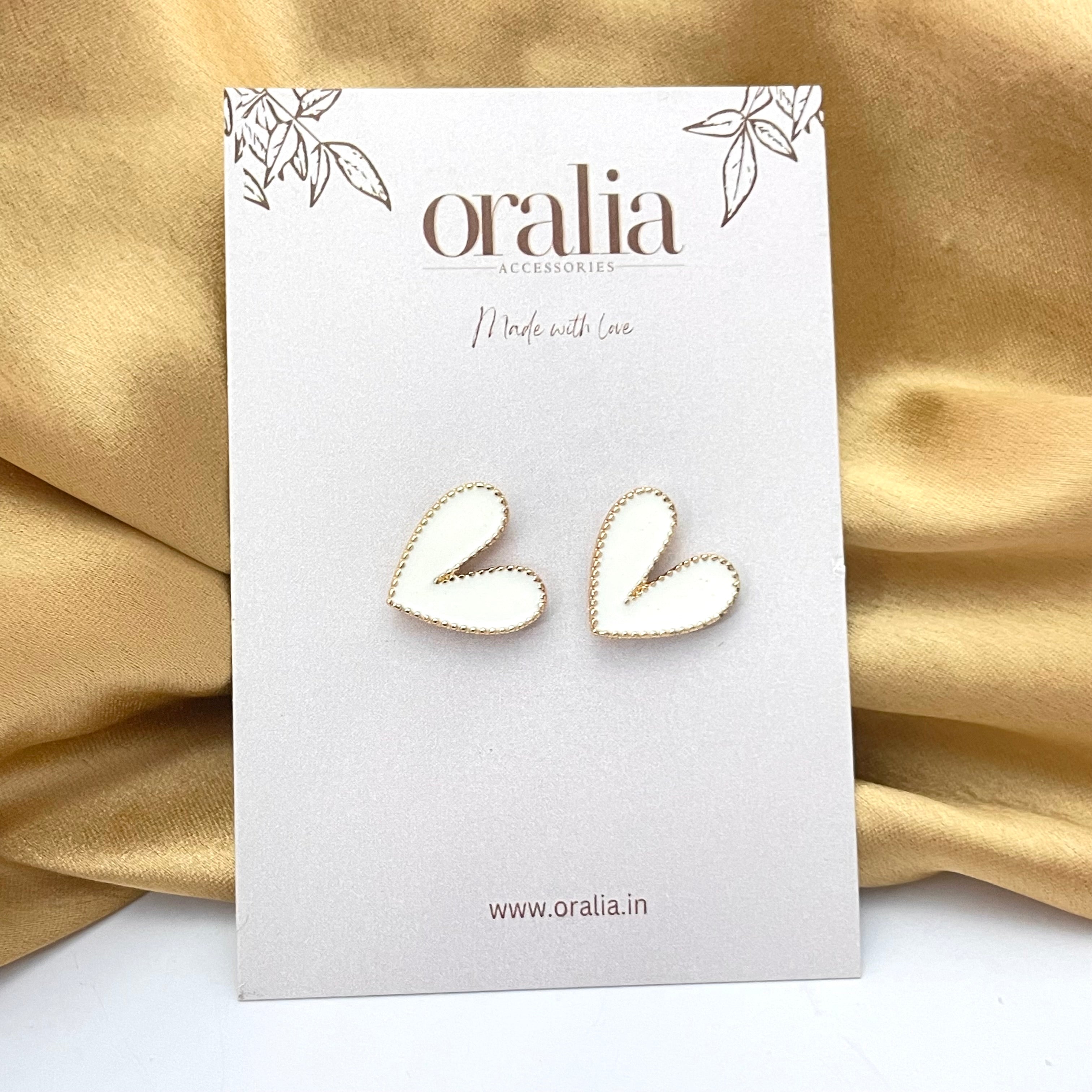 Trendy White Heart Designed Stud Korean Earrings | Perfect For Dailywear