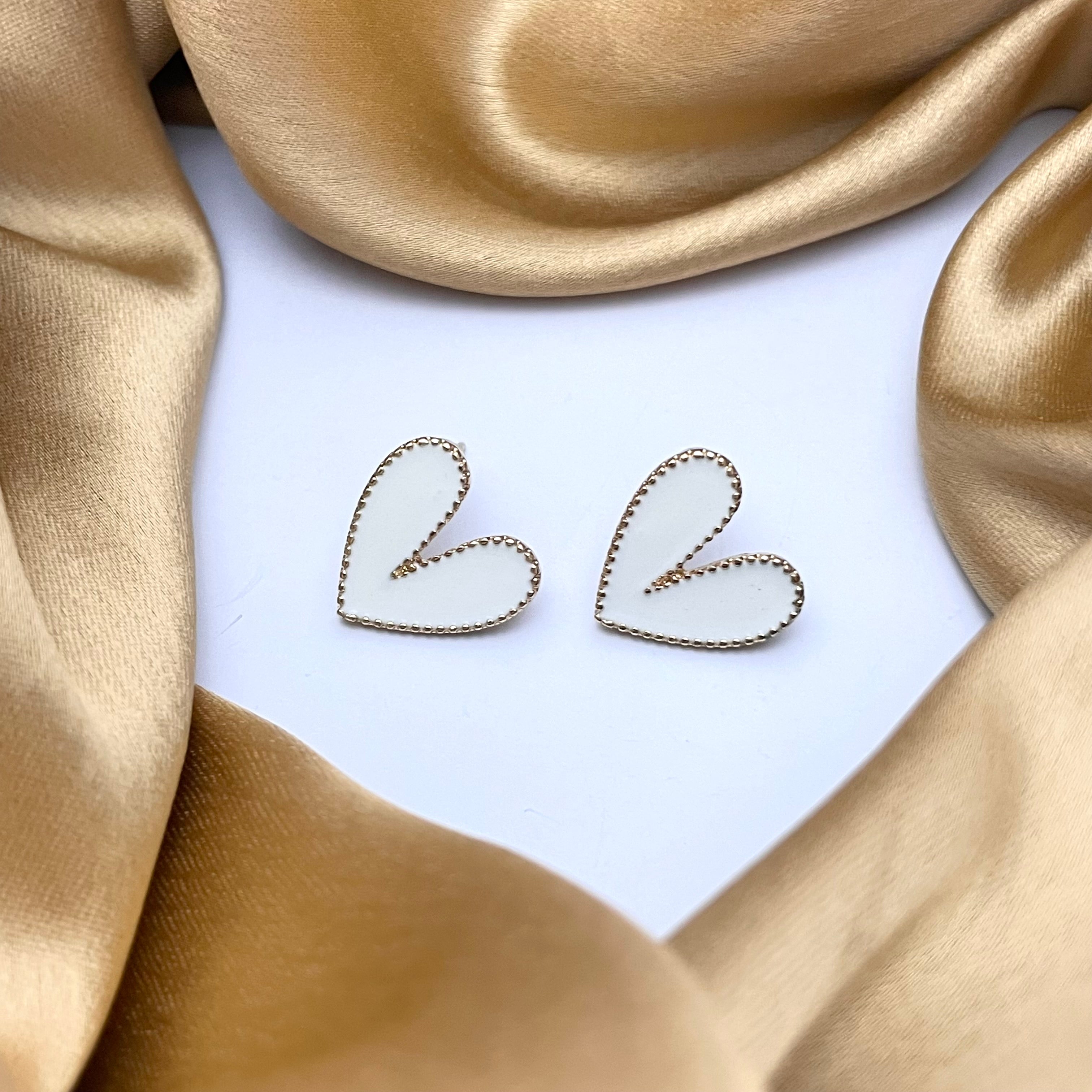 Trendy White Heart Designed Stud Korean Earrings | Perfect For Dailywear