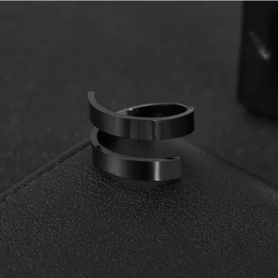 Double Layered Black Spiral Unisex Ring for Men & Women