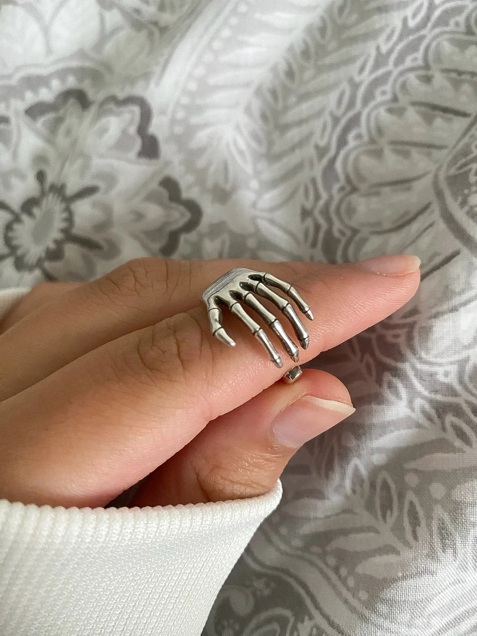 Silver Skeleton Hand adjustable Ring